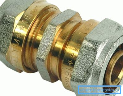 The appearance of the connecting node, which is used when working with metal-plastic materials The appearance of the connecting node, which is used when working with metal-plastic materials