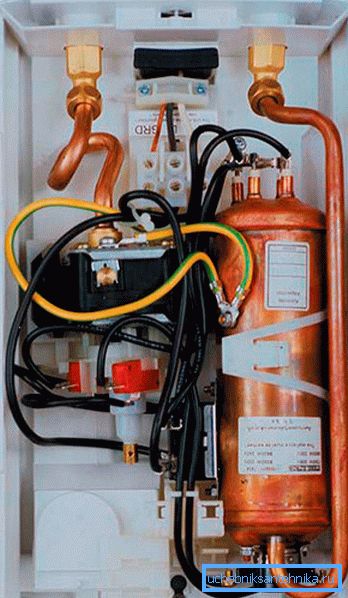 The interior of the flow pressure water heater The interior of the flow pressure water heater