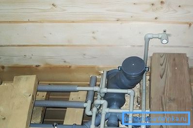 Plumbing and sewage in a wooden house