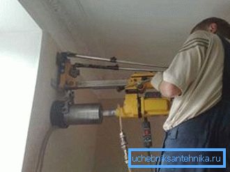 With this equipment builders make through channels in the walls for direct air exchange.