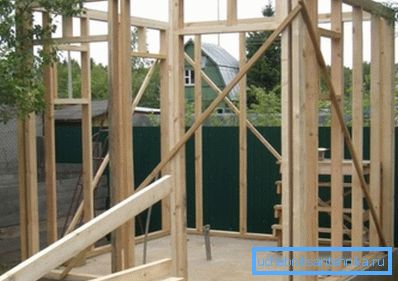 Construction of a wooden frame. Construction of a wooden frame.