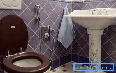 Built-in faucet with hygienic shower in the interior of the bathroom Built-in faucet with hygienic shower in the interior of the bathroom