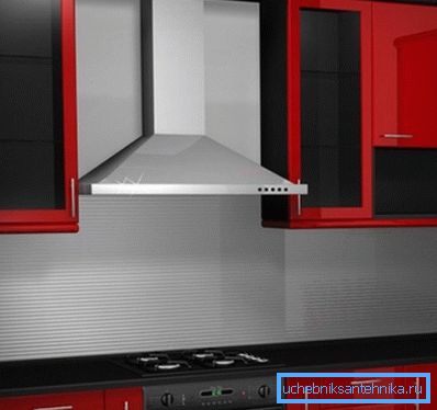 Hood over the gas stove Hood over the gas stove