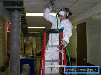 Removing dust from the duct