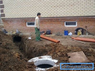 Local sewage device in a private house