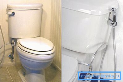 Attached to the body of the toilet shower Attached to the body of the toilet shower