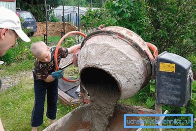 1214 Pouring concrete into a wheelbarrow